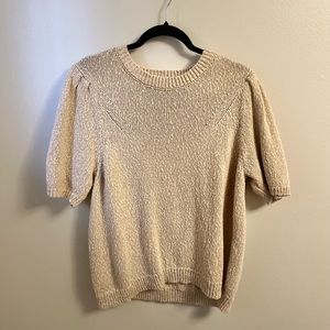 Yellow puff sleeved knit sweater